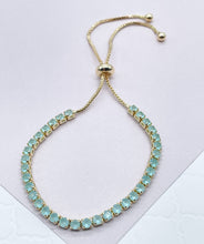 Load image into Gallery viewer, 18k Gold Filled Colorful Cubic Zirconia Tennis Bracelet: Adjustable Arm Candy
