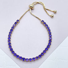 Load image into Gallery viewer, 18k Gold Filled Colorful Cubic Zirconia Tennis Bracelet: Adjustable Arm Candy
