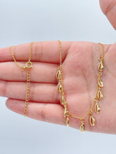 Load image into Gallery viewer, 18k Gold Filled Dainty Chain with Eleven Extra Light Cowrie Shell Charms,
