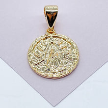 Load image into Gallery viewer, 18k Gold Filled Our Lady of Charity Coin Pendant - Catholic Caridad Del Cobre Charm
