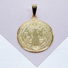 Load image into Gallery viewer, 18k Gold Filled San Benito Medal Charm: Dainty Saint Benedict Pendant
