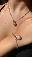 Load image into Gallery viewer, 18k Gold Filled Paper Clip Chain Bracelet Necklace: Pave Cubic Zirconia Heart

