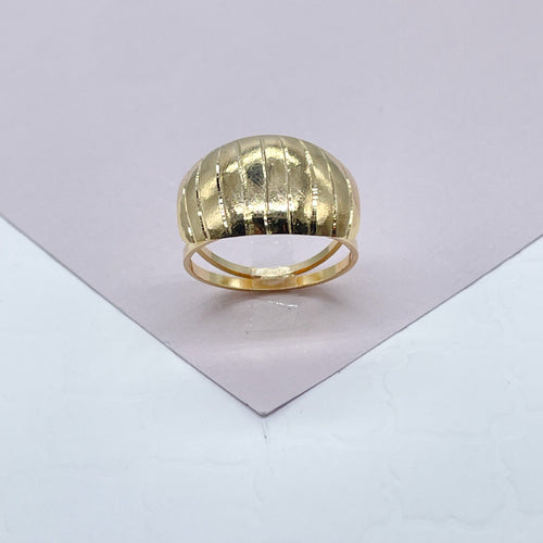 18k Gold Filled Eight Stripes Plain Ring Diamond Cut Surface Light & Hollow Ring better fit and comt