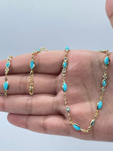 Load image into Gallery viewer, 18k Gold Filled Jewelry Set With Cubic Zirconia and Simulated Turquoise Blue

