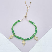 Load image into Gallery viewer, 18k Gold Filled Hamsa Bracelet: Colorful Beaded Protection Bracelet
