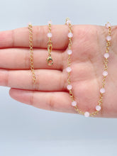 Load image into Gallery viewer, 18k Gold Filled Baby Pink Bead Bracelet Necklace Or Jewelry Set, Delicate Beaded
