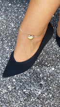 Load image into Gallery viewer, 18k Gold Filled Curb Chain Anklet: Puffy Heart Charm
