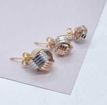 Load image into Gallery viewer, 18k Gold Filled Tri Color Love Knot Stud Earrings
