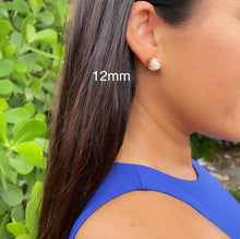 Load image into Gallery viewer, 18k Gold Filled Pearl Stud Earrings Wrapped In Gold Thread, Grabbed By Wires
