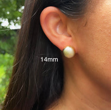 Load image into Gallery viewer, 18k Gold Filled Ball Stud Earrings: Diamond-Cut Cross Pattern
