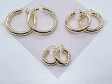 Load image into Gallery viewer, Inspired Selena Large 18k Gold Filled 5mm Plain Hoop Earrings And Silver Filled Plain Hoop Earrings And Jewelry Making Supplies
