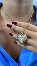 Load image into Gallery viewer, 18k Gold Filled Puffy Heart Pendant: Multicolor &amp; Clear CZ Charm
