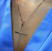 Load image into Gallery viewer, 18k Gold Filled VintageThin Plain Cross Pendant Charm, Silver, Rose Gold, Minimalist Jewelry Supplies
