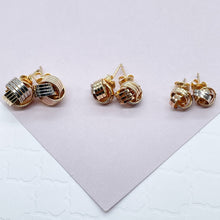 Load image into Gallery viewer, 18k Gold Filled Tri Color Love Knot Stud Earrings
