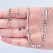 Load image into Gallery viewer, 18k Gold Filled 3mm Tennis Necklace Available In Silver Cubic Zirconia Necklace Chain Jewelry
