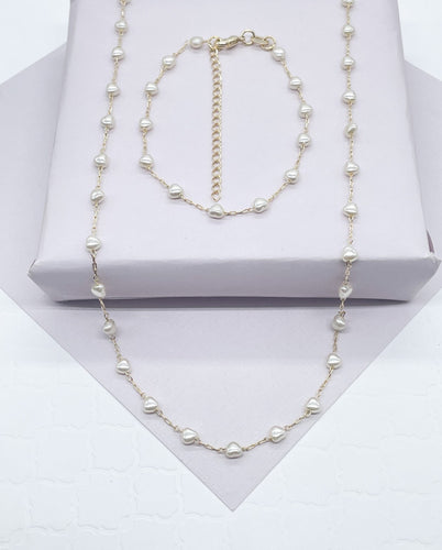 18k Gold Filled Tiny Heart Shape Pearl Set Sold Separately