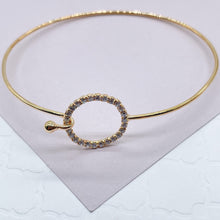 Load image into Gallery viewer, 18k Gold Filled Dainty Cubic Zirconia Circle Or Star Bangle Bracelet Jewelry Supplies
