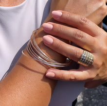 Load image into Gallery viewer, Large 18k Gold Filled Geometric Patterned Tri-Color Ring Wholesale Jewelry
