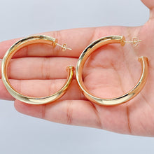 Load image into Gallery viewer, 18k Gold Filled Plain Turn Around 10mm Thick Hoop Earrings Available in 30mm,
