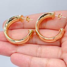 Load image into Gallery viewer, 18k Gold Filled Plain Turn Around 10mm Thick Hoop Earrings Available in 30mm,
