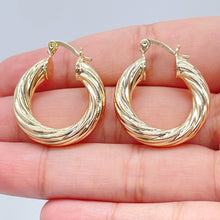 Load image into Gallery viewer, 18k Gold Filled Twisted Hoop Earrings: 5mm Thick Italian Design

