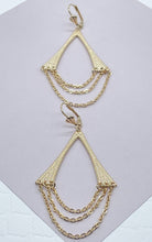 Load image into Gallery viewer, 18k Gold Filled Chandelier Earrings: Dangle Cable Chain Wishbone Style

