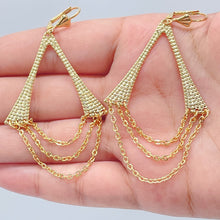 Load image into Gallery viewer, 18k Gold Filled Chandelier Earrings: Dangle Cable Chain Wishbone Style
