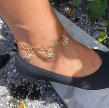 Load image into Gallery viewer, 18k Gold Filled Multi-Color CZ Butterfly Charm Anklet
