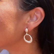 Load image into Gallery viewer, 18k Gold Filled Cubic Zirconia Oval Dangle Earrings
