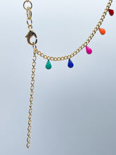Load image into Gallery viewer, 18k Gold Filled Multicolor Tiny Teardrop Charm Anklet, Colorful Jewelry, Extra delicate
