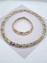 Load image into Gallery viewer, 18k Gold Filled Tri-Color Flat Elephant Set, Tricolor Hallowed Necklace
