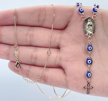 Load image into Gallery viewer, 18k Gold Filled Evil Eye Rosary Necklace: Our Lady of Guadalupe
