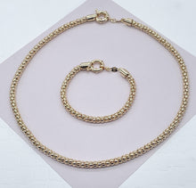 Load image into Gallery viewer, 18K Gold Filled Wheat Link Jewelry Set: Hypoallergenic Necklace &amp; Bracelet
