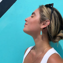 Load image into Gallery viewer, 18k Gold Filled Aqua Blue Teardrop Earrings

