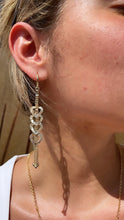 Load image into Gallery viewer, Long 18k Gold Filled Heart Dangle Earrings with Ball Chain
