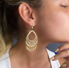 Load image into Gallery viewer, Very Light 18k Gold Filled Light Chandelier Dangling Earrings Featuring Lever Back Closure
