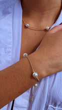 Load image into Gallery viewer, 18k Gold Filled Pearl Necklace Bracelet Set: Shinny Ball Chain
