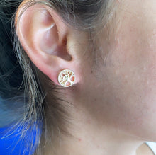 Load image into Gallery viewer, Casting 18k Gold Filled Plain Tree of Life Circle Stud Earrings, Mother Earth Jewelry
