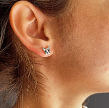 Load image into Gallery viewer, 18k Gold Filled Enamel French Bulldog Face Stud Earrings Colored Black White
