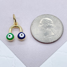 Load image into Gallery viewer, 18k Gold Filled Colorful Evil Eye Enamel Pendant Protection Charm Jewelry Making Supplies
