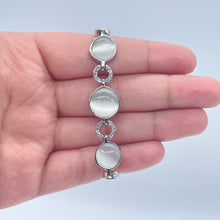 Load image into Gallery viewer, Silver Filled Cuff Bracelet with Milky White Colored Stones and Zirconia
