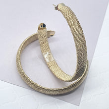 Load image into Gallery viewer, 18k Gold Filled Plain Flat Handmade Twisted Thread Wrapped Hoop Earrings Jewelry
