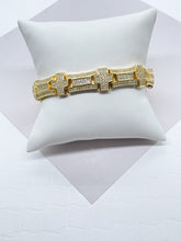 Load image into Gallery viewer, Iced 18k Gold Filled Cross Link Bracelet: Cubic Zirconia Jewelry
