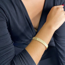 Load image into Gallery viewer, 18k Gold Filled Cuff Bracelet: Wrapped Gold Thread Bangle
