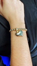 Load image into Gallery viewer, 18k Gold Filled Beaded Bracelet with Chunky Heart Charm
