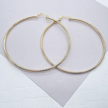 Load image into Gallery viewer, 80mm Diameter 18k Gold Filled Thin Thread Hoop Earrings, Large Gold Plain 2.5mm Thickness Hoops, Supplies
