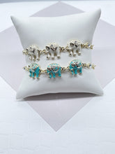 Load image into Gallery viewer, 18k Gold Filled Enamel Elephant Bracelet: Multi Color Puffy Jewelry
