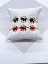 Load image into Gallery viewer, 18k Gold Filled Enamel Elephant Bracelet: Multi Color Puffy Jewelry
