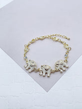 Load image into Gallery viewer, 18k Gold Filled Enamel Elephant Bracelet: Multi Color Puffy Jewelry
