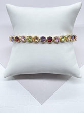 Load image into Gallery viewer, 18k Gold Filled Round Multi-Color Cubic Zirconia Bracelet, Colorful CZ Bracelet, Supplies
